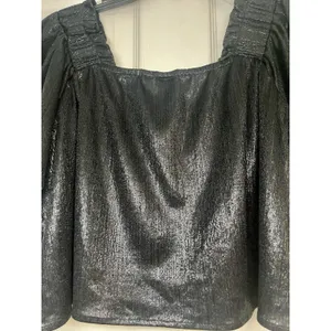 Queen of Sparkles Size Med Black Metallic Pebble Flutter Top Cropped thumbnail 6