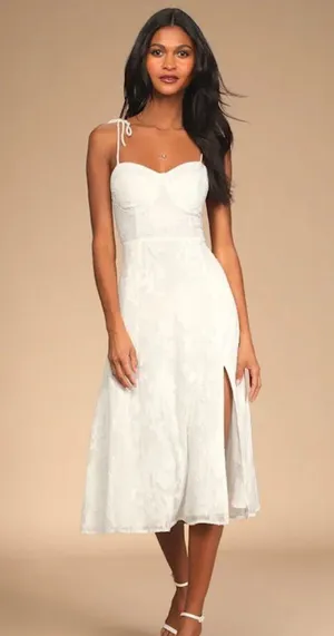 Lulus loveliest looks white floral midi dress medium NWT thumbnail 1