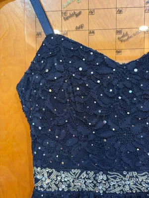 Navy blue sparkly homecoming dress thumbnail 3