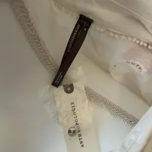NWT By Anthropologie White Button Up Eyelet Blouse Floral Breezy Spring Size M thumbnail 9