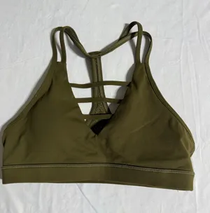 Zyia Active Olive Green All-Star Sports Bra Strappy Mesh Back Large thumbnail 1