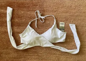 SHEKINI White Bikini Top Size L Wrap Style Adjustable Swimwear thumbnail 1