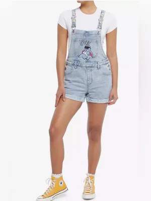 Her Universe Disney Winnie the Pooh Eeyore Denim Shortalls Overalls Small S thumbnail 5
