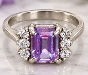 Estate Sterling Silver 925 Purple White CZ Ring VERY PRETTY Size 6.50 thumbnail 1