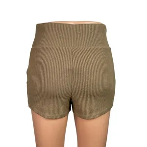 NEW Abercrombie & Fitch Tan Ribbed Knit High Rise Yoga Mini Biker Shorts Size S thumbnail 3