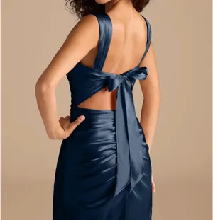 Azazie Navy blue dress thumbnail 2
