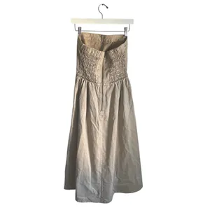 YFB Lyocell Cotton Beige Strapless Midi Dress Pockets Minimalist Neutral size S thumbnail 3