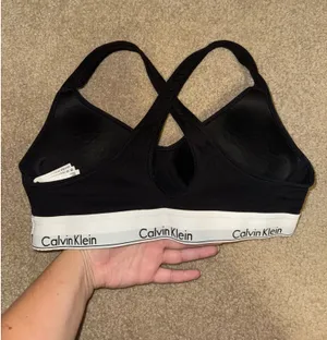Calvin Klein modern cotton lined bralette Black Logo Band racer back thumbnail 4