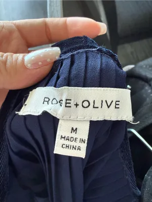 Rose & Olive Navy Velvet and Pleated-Hem Camisole thumbnail 3