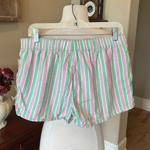Pajama Shorts Pink Lime Green Striped Size M thumbnail 3