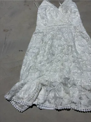 Saints + secrets White Lace Spaghetti-Strap Mini Dress medium bridal thumbnail 2
