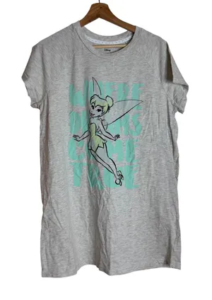 Disney Women's Tinker Bell Graphic T-Shirt Gray L/XL thumbnail 1