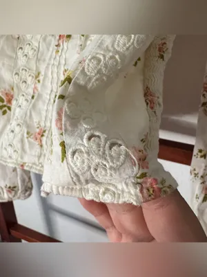 Reformation Isadora Floral Balloon Long Sleeve Smocked Top Corset Embroidered thumbnail 9
