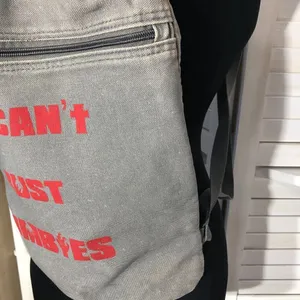 Y2K Goth Grunge Gray Canvas Backpack thumbnail 5