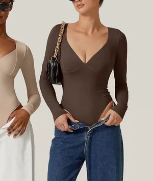 Brown Long Sleeve Bodysuit thumbnail 1
