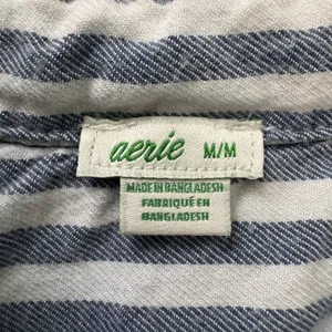 Aerie Flannel Mixed Plaid Button Down Shirt Medium Blue Green Colorblock Preppy thumbnail 6