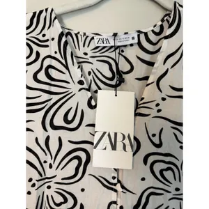 Zara Black and White cotton midi dress 3/4 sleeve sz Small NWT $70 thumbnail 9