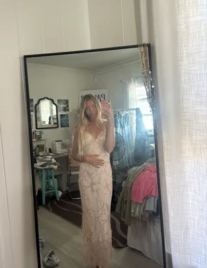 Lovely Long Peach Dress thumbnail 2