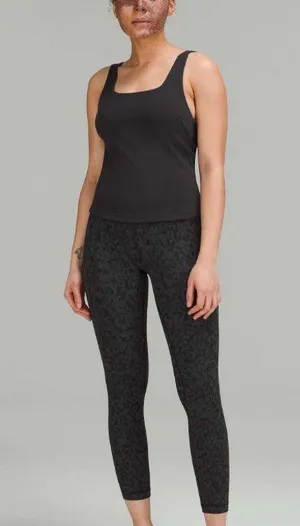 Lululemon InStill Tank Top Black Racerback Shelf Bra Square Neck Nulu Size 12 thumbnail 1