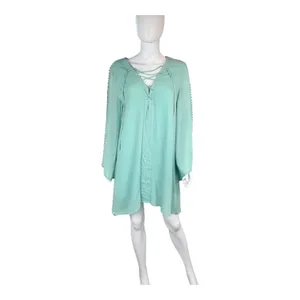 Entro Women's Mini Dress Size S Long Sleeve Lace Up Boho‎ Festival Casual thumbnail 3