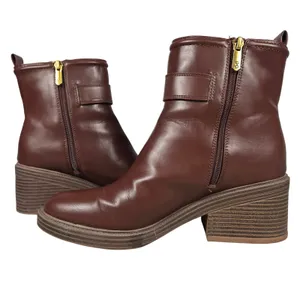 Sam & Libby Natalia Brown Faux Leather Buckle Stacked Heel Ankle Boots 9.5M thumbnail 8