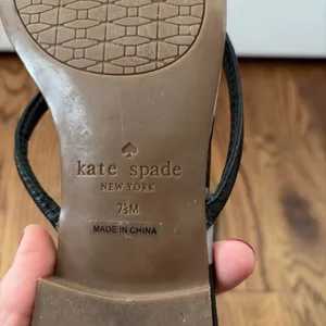 Kate Spade Black Check Print Plaid Thongs Flip Flops Sandals Leather size 7.5 thumbnail 7