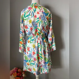 Amiani Tropical Botanical Print Mini Dress – Effortless Resort Wear Cover-Up thumbnail 4