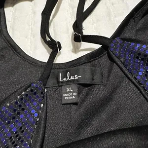 Lulus Women’s Shiny Purplish Blue Party Dress Sz XL Gathered Side thumbnail 10
