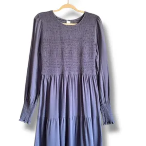 ZESICA long sleeve smocked tiered midi dress size Large thumbnail 6