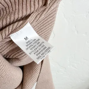 Denim‎ Forum | Aritzia Ribbed Knit Mock Neck Midi Bodycon Dress in Tan Size Med thumbnail 7