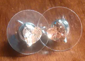 Champagne Heart Simulated Diamond Sterling Silver Stud Earrings thumbnail 1