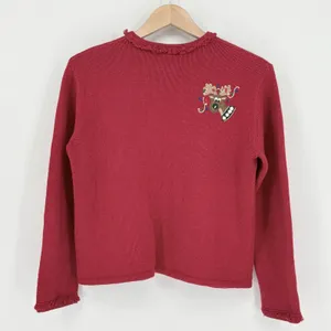Vintage Heirloom Collectibles‎ Red Reindeer Christmas Sweater Cardigan Size 16 thumbnail 3