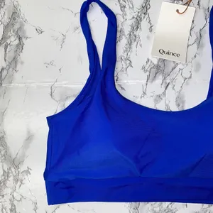 NWT Quince Electric Blue Italian Tank Bikini Swim Suit Top Women's Size Small thumbnail 4