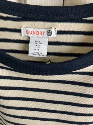 Sundry Striped‎ Crewneck Tee in Black and Cream-Small thumbnail 6