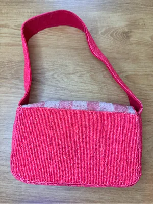 On 34th Viral Beaded Floral Handbag Made In India Red And White Design thumbnail 3
