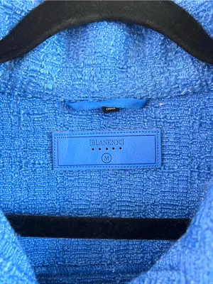 Blank NYC Women's Bright Blue Tweed‎ Moto Boxy Cropped Jacket Pockets thumbnail 2