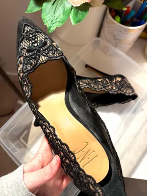 INC Black Lace Spicy Heels thumbnail 4
