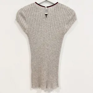 Joie‎ Filana Sweater Size S Gray Wool Ribbed Knit Scalloped Short Sleeve Office thumbnail 8