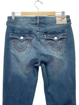True Religion Becca Jeans Sz 31 Mid Rise Bootcut Flap Pocket Dark Wash Stretch thumbnail 7