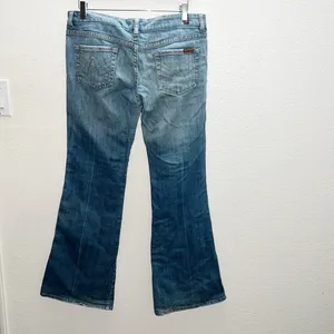 7 For All Mankind Women's Wide Leg Low To MidRise Flare Light Blue Jeans thumbnail 7