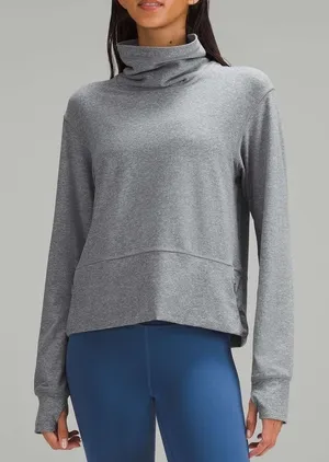 Lululemon Ready to Rulu‎ Pullover Funnel Neck Heathered Asphalt Grey 12 Sporty thumbnail 1