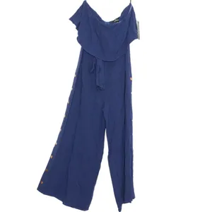 NWT Lulus Jumpsuit Lanah Y2K Boho Coastal Minimalist Strapless Linen Size Medium thumbnail 8