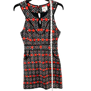 Milly Sheath Dress 2 Black Gray Red Silk Geometric‎ Sleeveless Modern Chic Party thumbnail 10