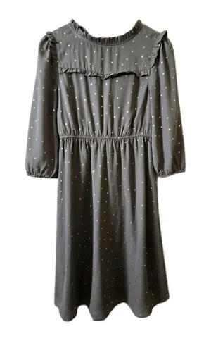 Baltic‎ Born Dress Women Small Green Rylee Ruffle Gold Foil Polka Dot Midi thumbnail 1