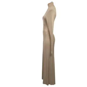 Zara Womens Cream Ribbed Knit Turtleneck Long Sleeve Maxi Sweater Dress Size S thumbnail 2