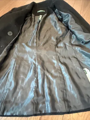 LAUREN Ralph Lauren Black Double-Breasted Wool Blend Peacoat - Size 2 - C54-172 thumbnail 5