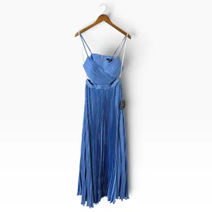 Lulus Got the Glam Blue Pleated Cutout Maxi Dress size Medium NWT thumbnail 4