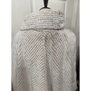 Capote Faux Fur Cape Poncho S/M Cream Plush Turtleneck Cowl Neck Winter thumbnail 7