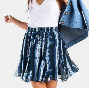 NWT Francesca's Trixxi Eva Tie-Dye Godet Skirt Mini Blue Size XL NEW L2414 thumbnail 1