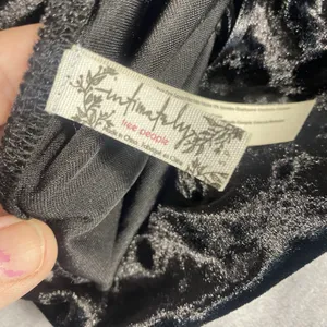 Free People Black Velvet Tank Top mini dress Small Babydoll Lace Romantic Whimsy thumbnail 12